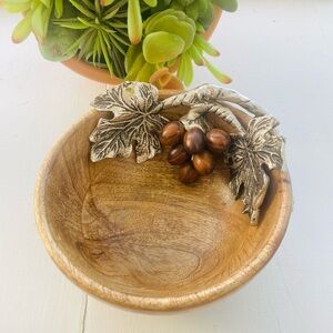 Wooden Bowl with Silver Leaf Accent